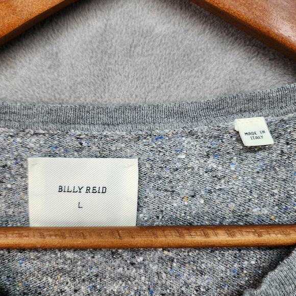 Billy Reid Sweater Mens Large V-Neck Silk Wool Gray Heather Lightweight Italy - Picture 10 of 12
